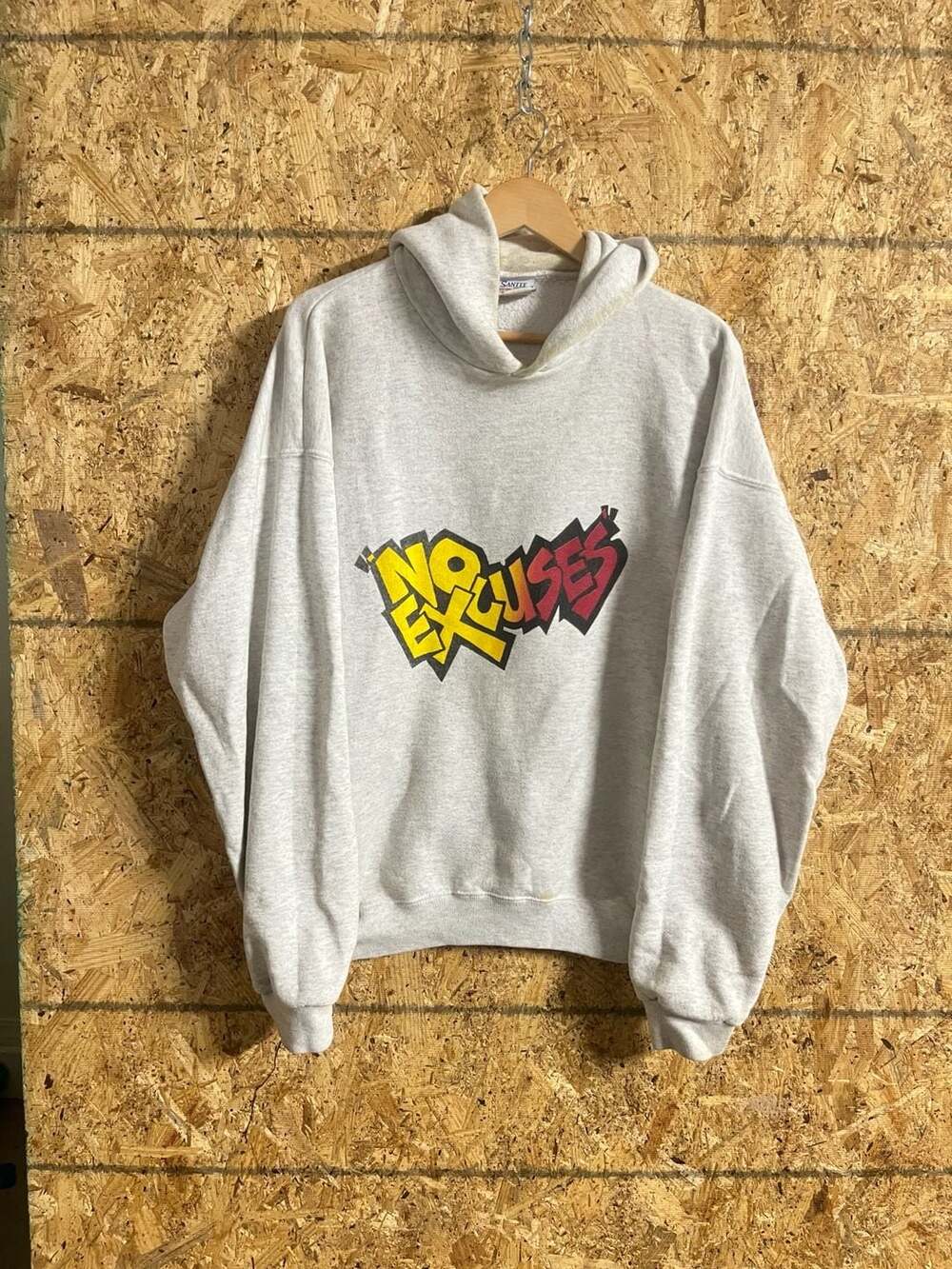 Vintage 90s Santee Sweats Corona Wrestling No Excuses Hoodie Grey